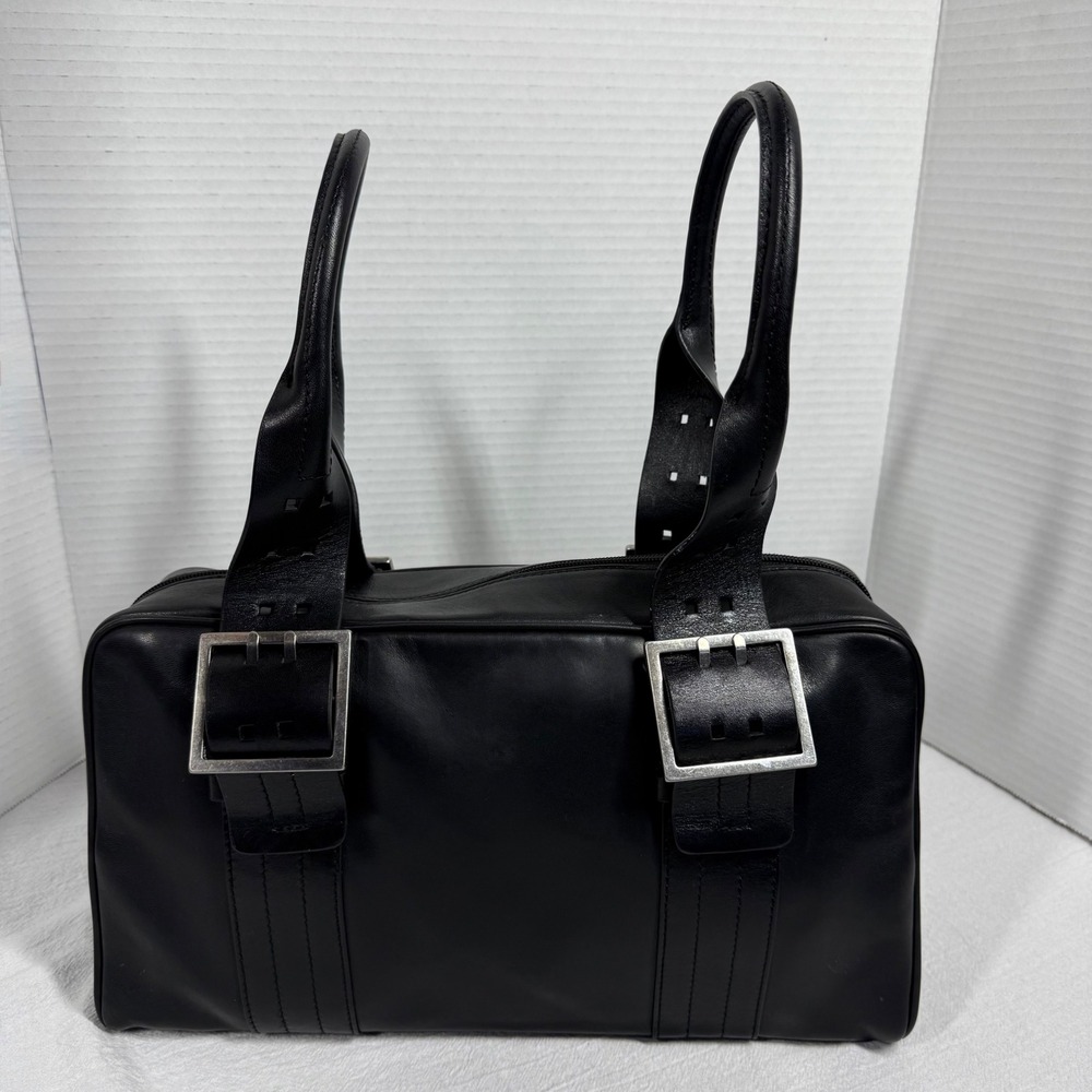 Classiques Entier Black Leather Satchel Handbag‎ Purse Structured Buckle Tote
